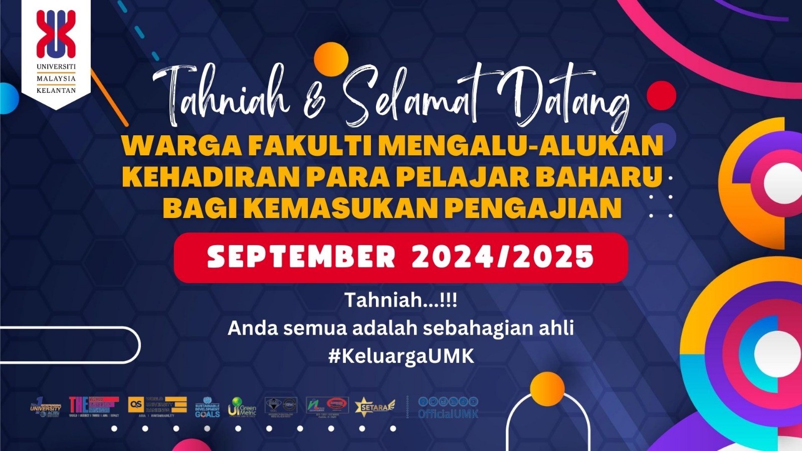 TAHNIAH DAN SELAMAT DATANG KE FAKULTI BIOKEJURUTERAAN DAN TEKNOLOGI, UNIVERSITI MALAYSIA KELANTAN